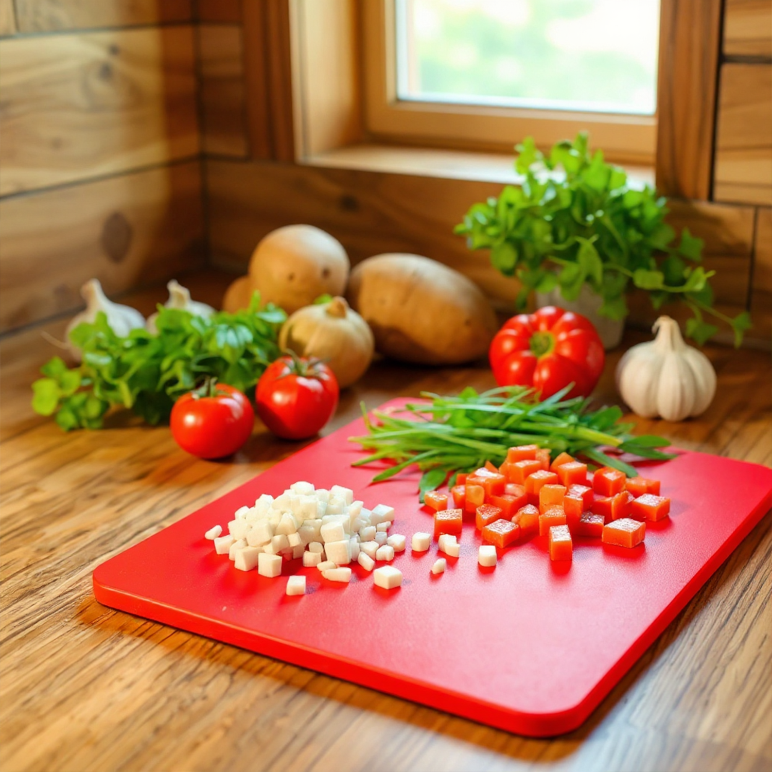 Colourful Poly Cutting Boards – 6-Piece Non-Slip Kitchen Set