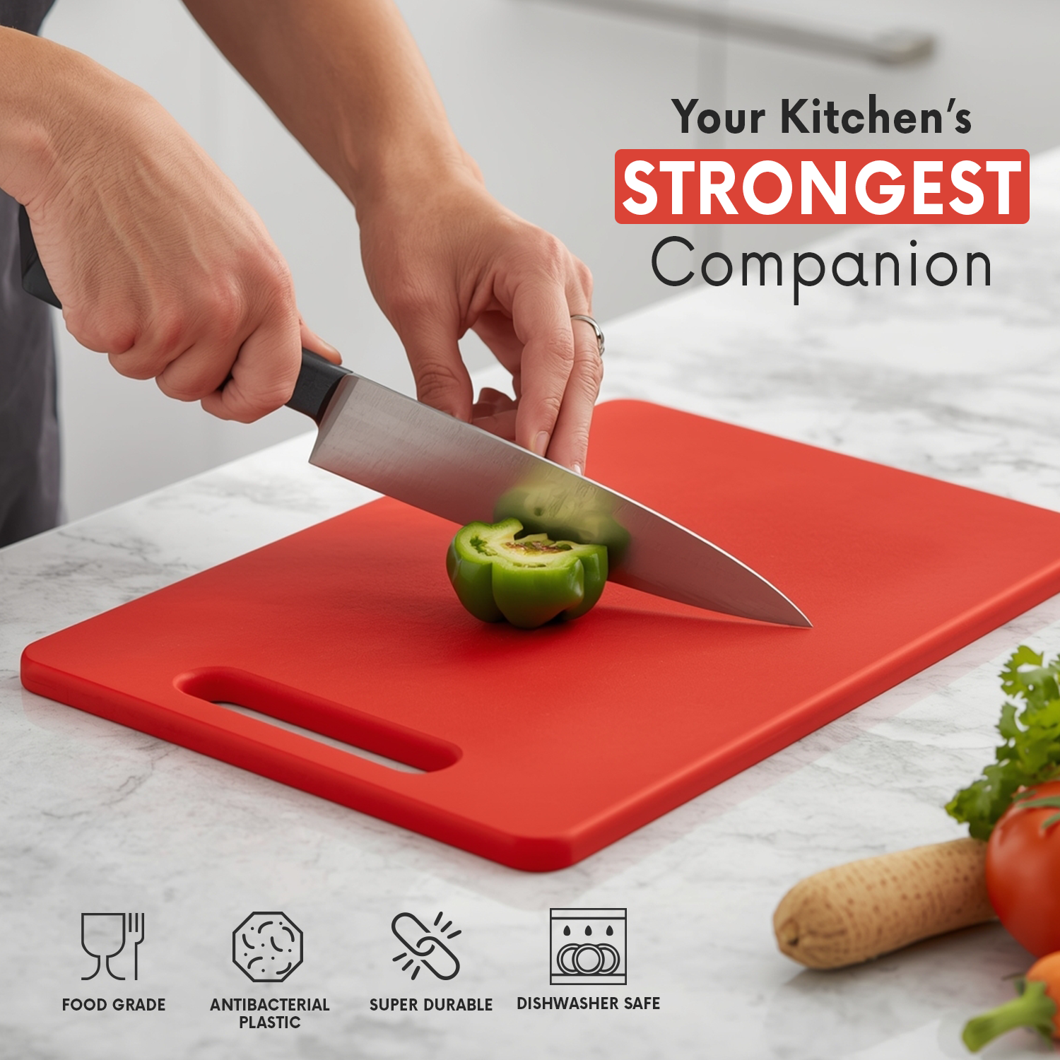 Colourful Poly Cutting Boards – 6-Piece Non-Slip Kitchen Set