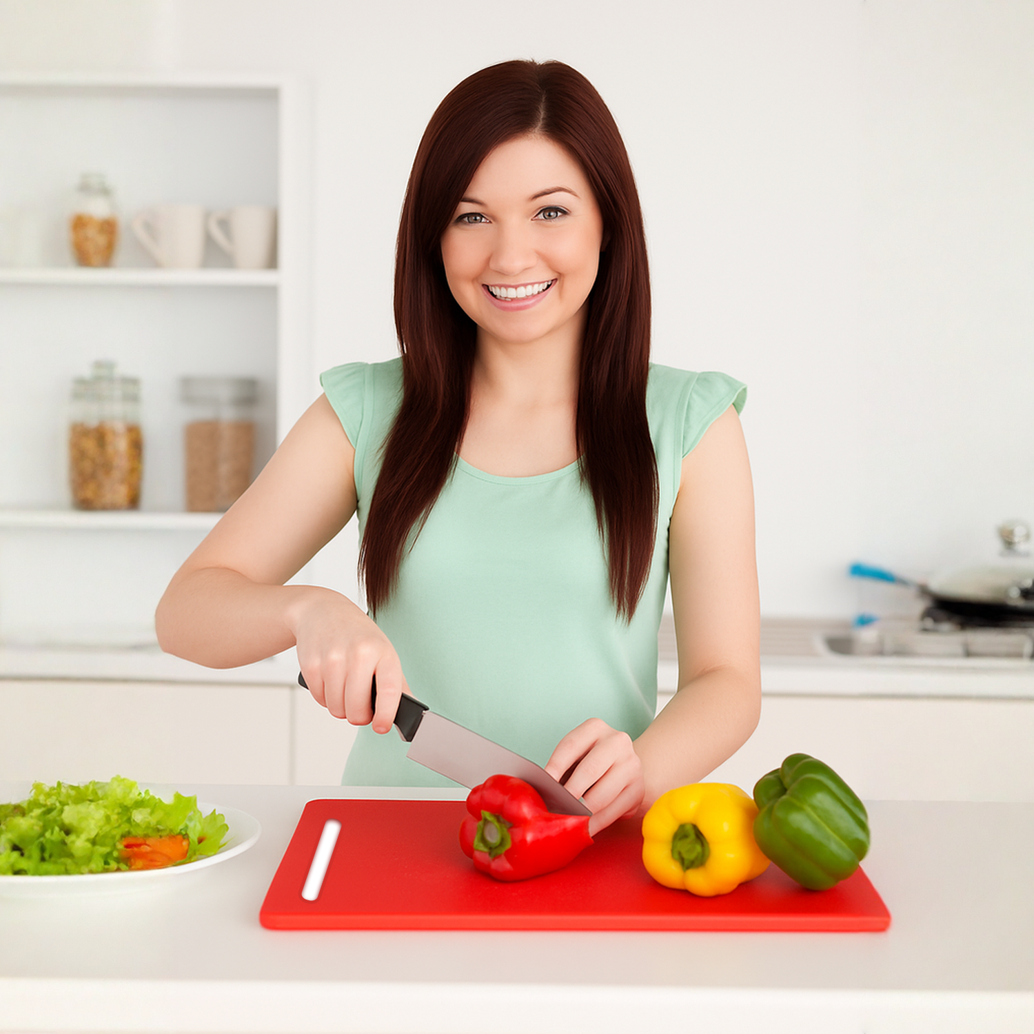 Colourful Poly Cutting Boards – 6-Piece Non-Slip Kitchen Set