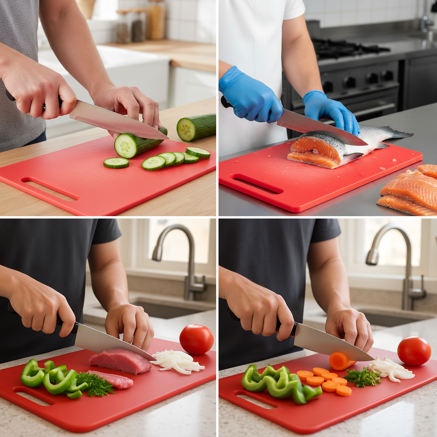 Colourful Poly Cutting Boards – 6-Piece Non-Slip Kitchen Set