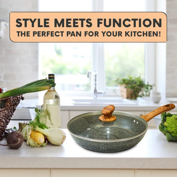 24cm Nonstick Frying Pan With Lid – Oven-Safe, Ergonomic Handle