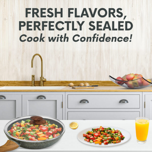 24cm Nonstick Frying Pan With Lid – Oven-Safe, Ergonomic Handle