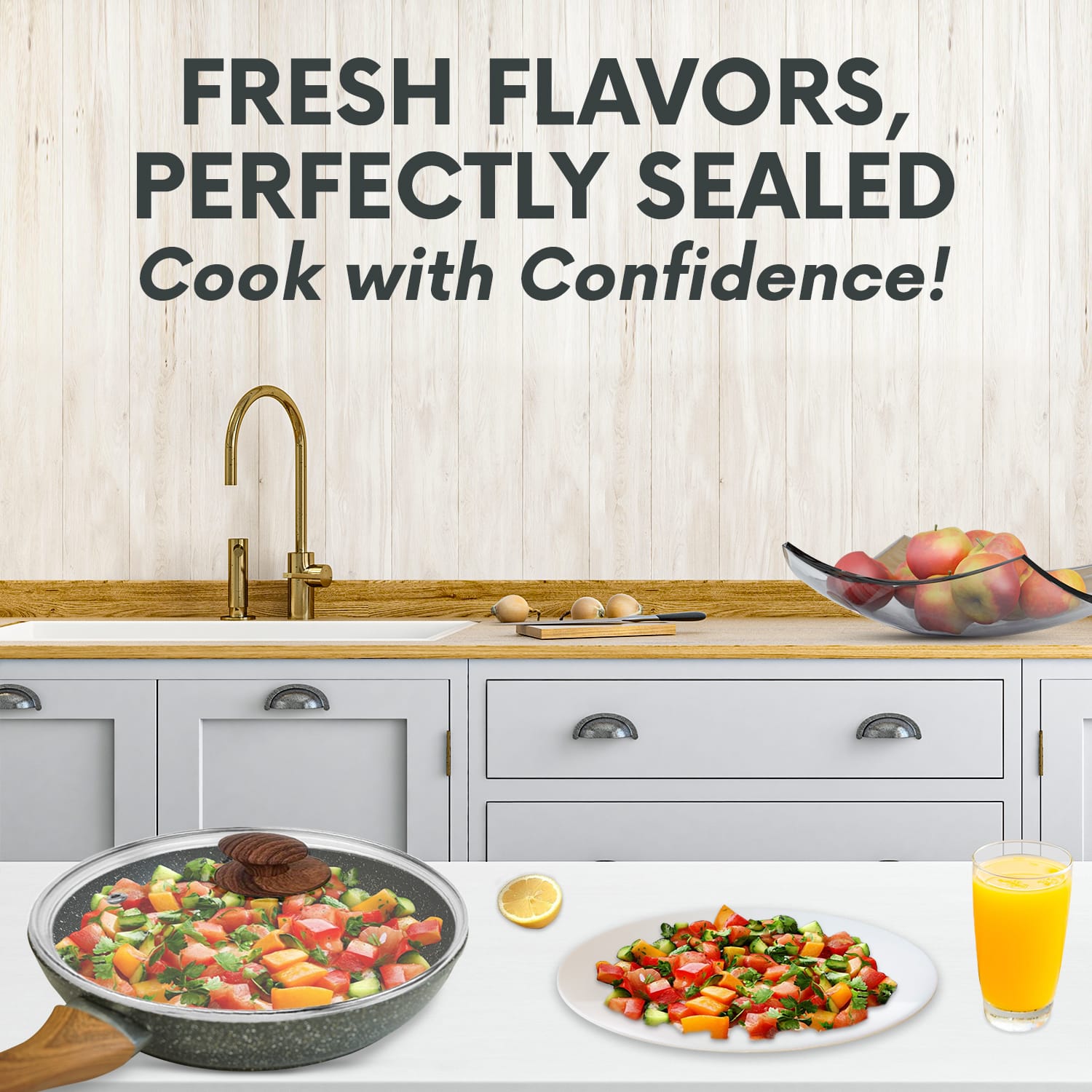 24cm Nonstick Frying Pan With Lid – Oven-Safe, Ergonomic Handle