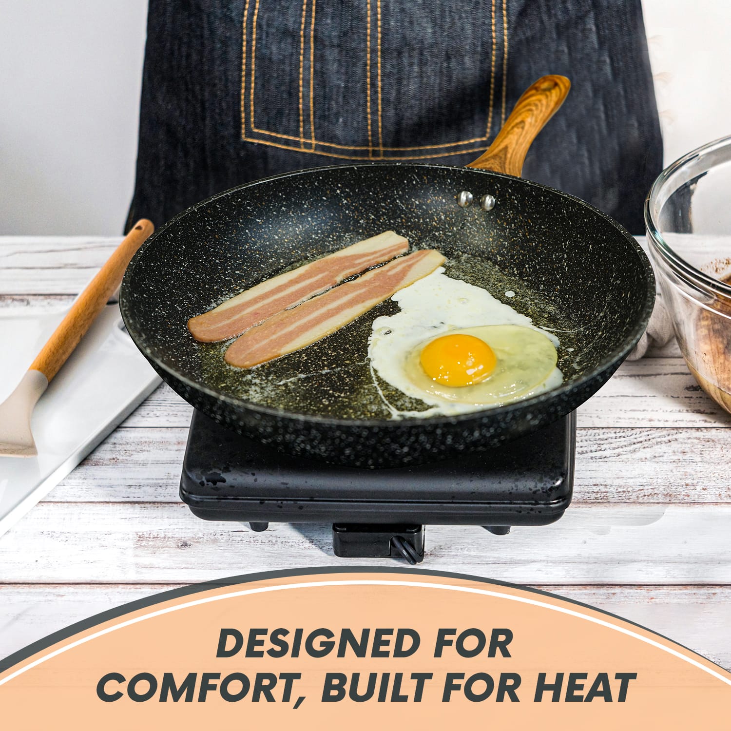 24cm Non Stick Fry Pan – Granite Finish, Oven-Safe, Ergonomic Handle