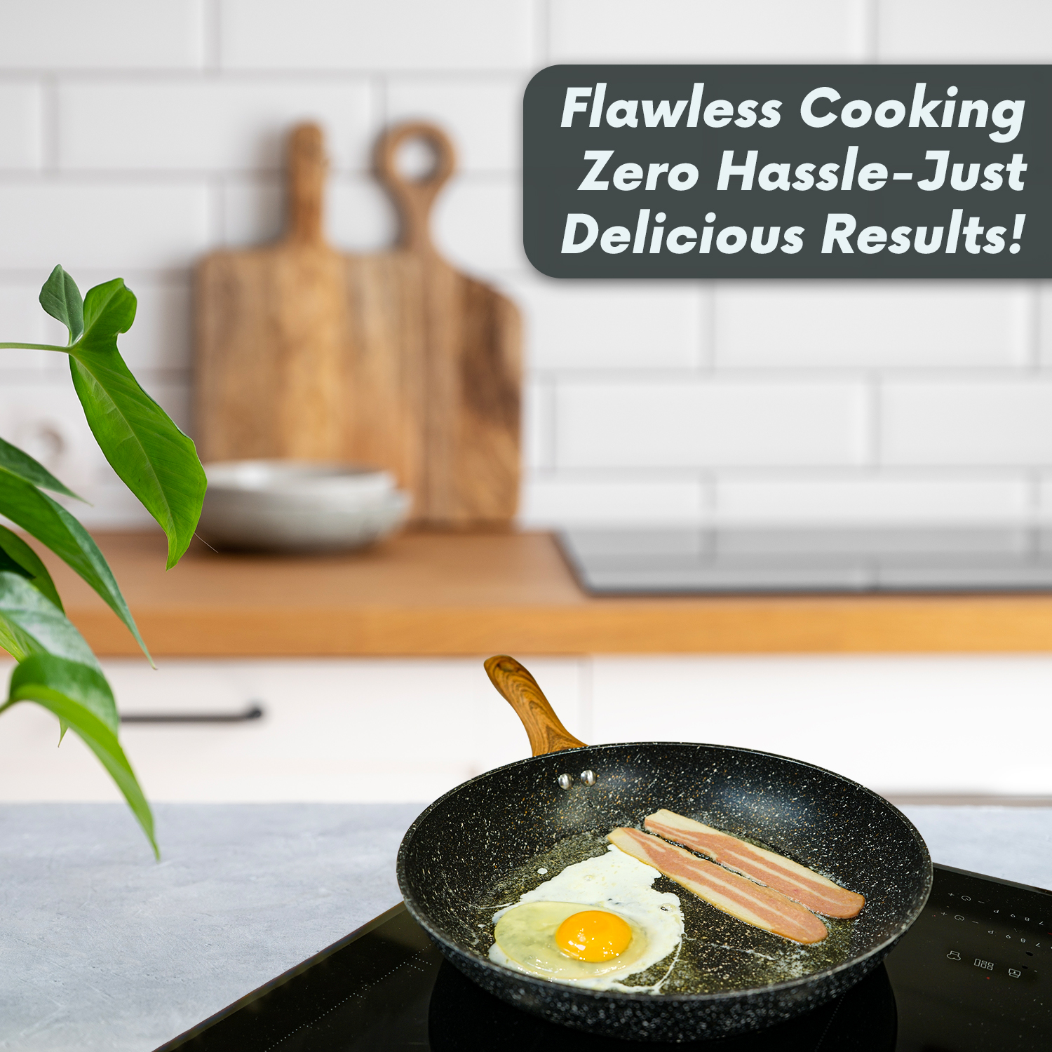 AEX Non-stick Copper Frying Pan with Wooden Handles