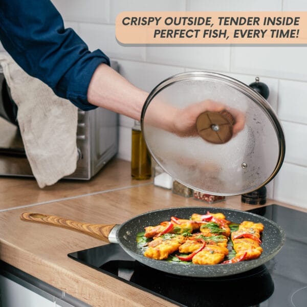 24cm Nonstick Frying Pan With Lid – Oven-Safe, Ergonomic Handle