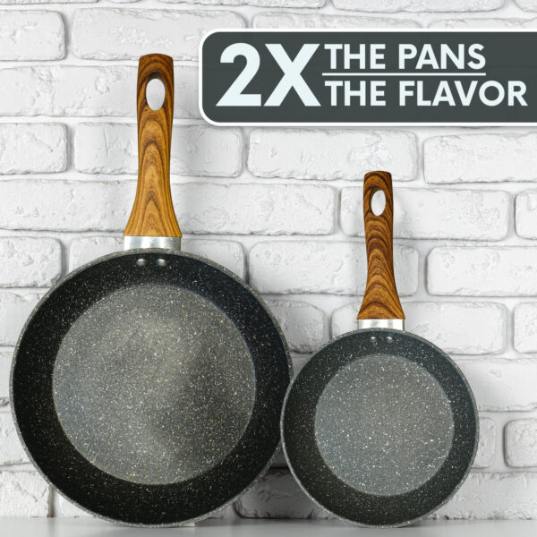 Set of 2 Non-Stick Frying Pans with Lids – 24cm & 28cm Cookware