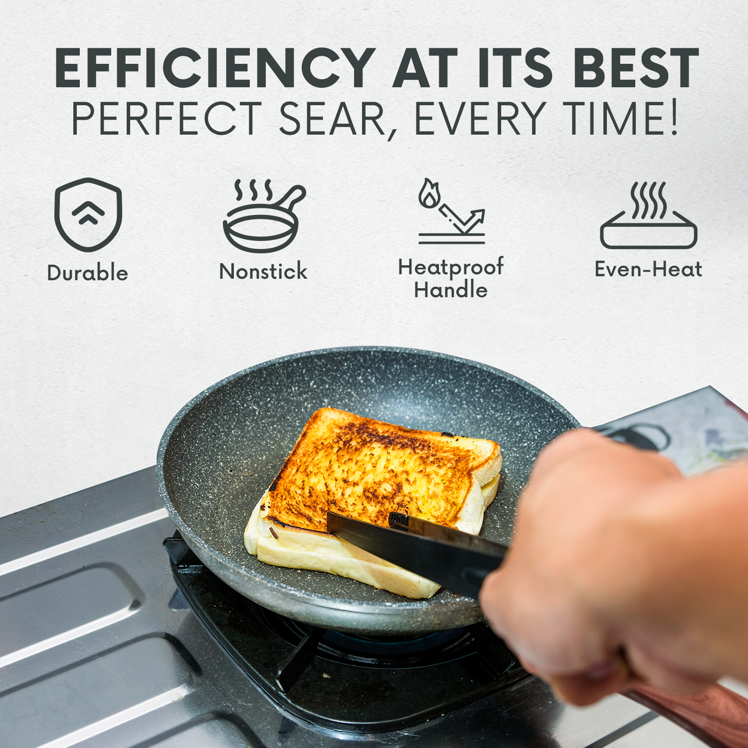 AEX Non-stick Copper Frying Pan with Wooden Handles