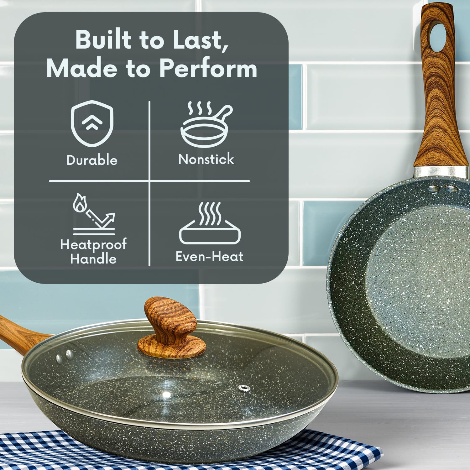 24cm Nonstick Frying Pan With Lid – Oven-Safe, Ergonomic Handle