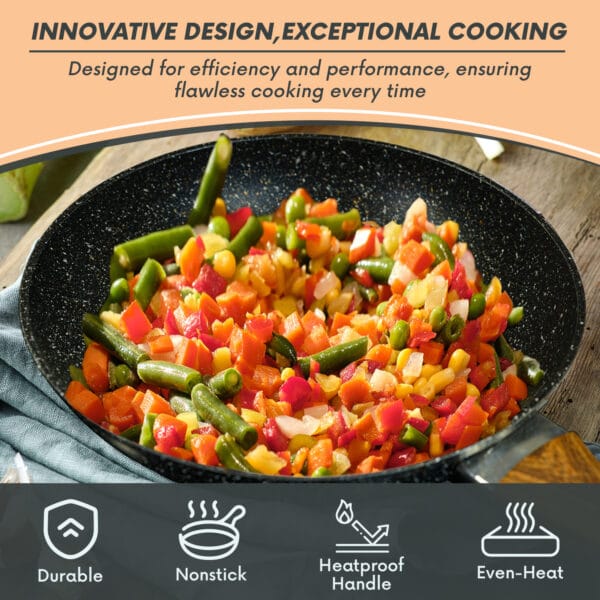24cm Non Stick Fry Pan – Granite Finish, Oven-Safe, Ergonomic Handle