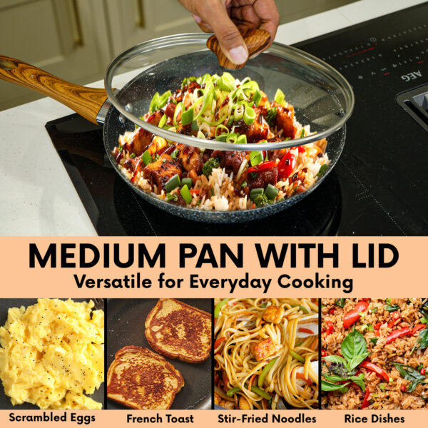 24cm Nonstick Frying Pan With Lid – Oven-Safe, Ergonomic Handle