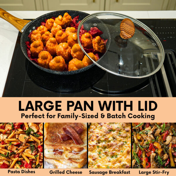 28cm Nonstick Frying Pan With Lid – Heavy-Duty Induction Safe