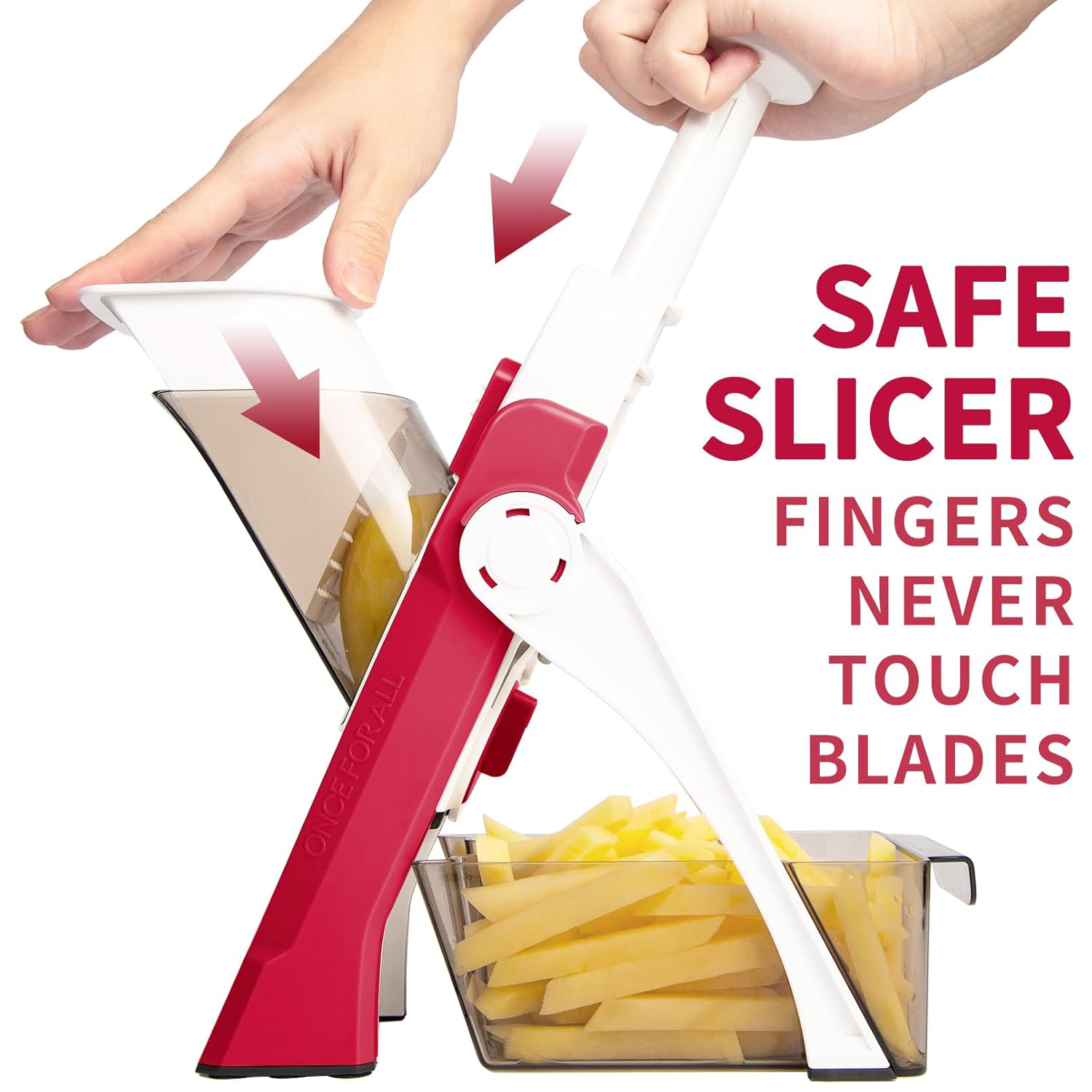 Potato Chip Cutter – Red Mandolin Professional Chipper with Safety Guard