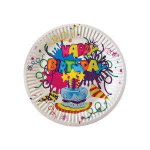 AEX White Happy Birthday Cake Paper Plates