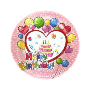 Pink Plates Paper – Heart Design 23cm Disposable Birthday Party