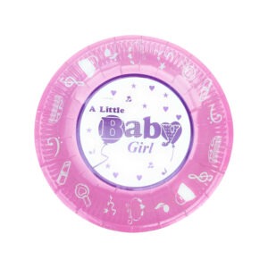 Thick Paper Plates – 23cm Pink Baby Girl Disposable Plates