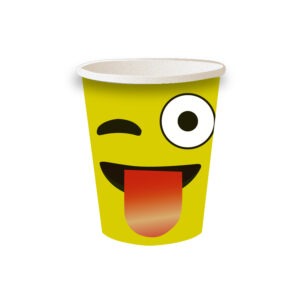 Wink Face Emoji Paper Cups – Yellow Disposable Party Cups