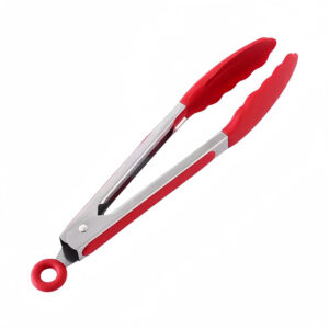 Red 9-Inch Kitchen Tongs – Silicone Tips, Heat Resistant & Ergonomic