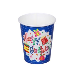 Disposable Coffee Cups – 30 Pack White Blue Happy Birthday Design