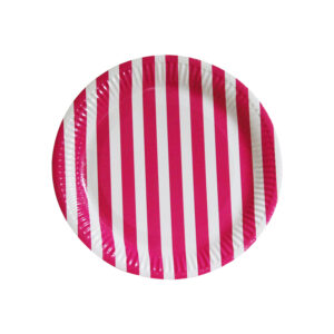 Pink Stripes Disposable Paper Plates – 7 Inch Party Set