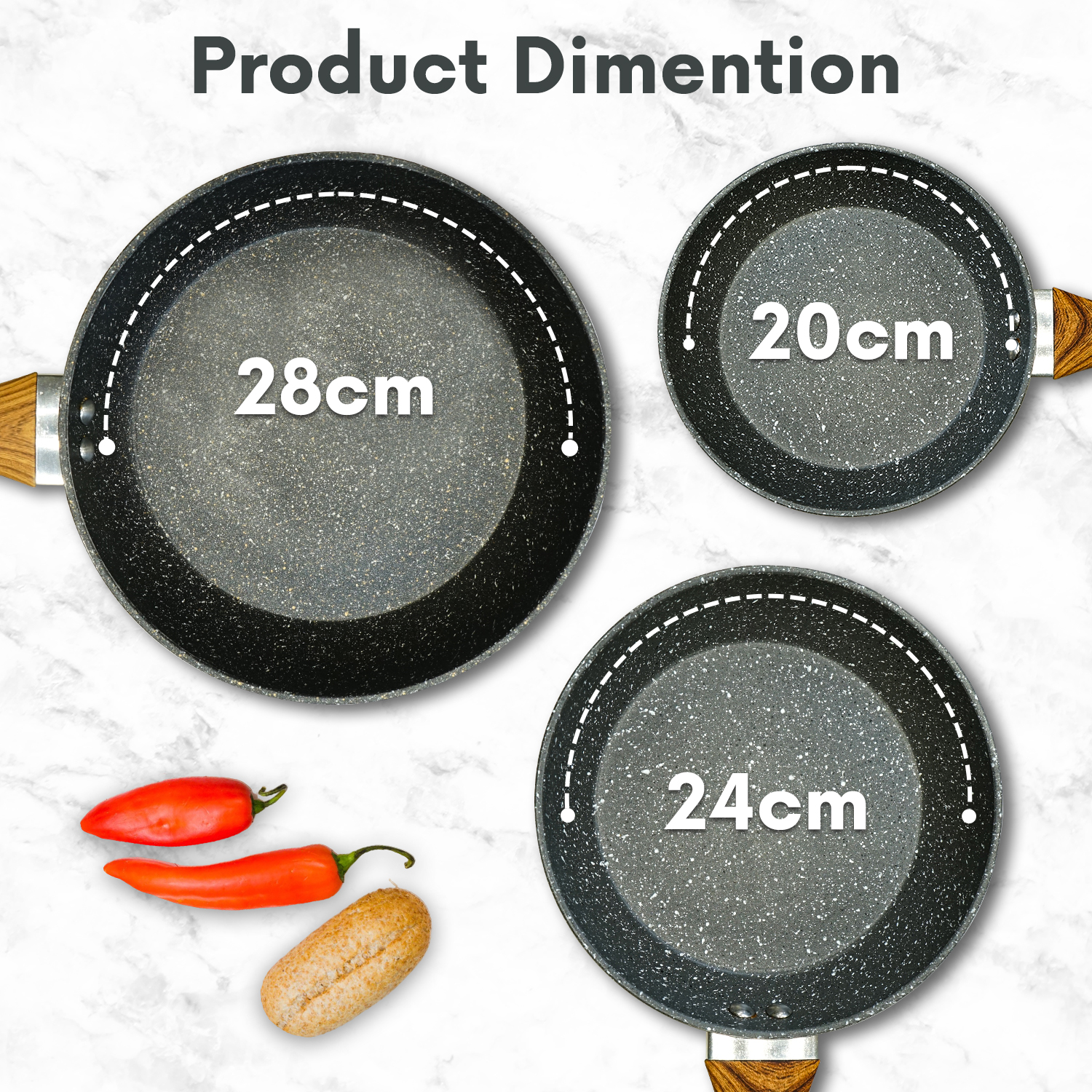 AEX Non-stick Copper Frying Pan with Wooden Handles