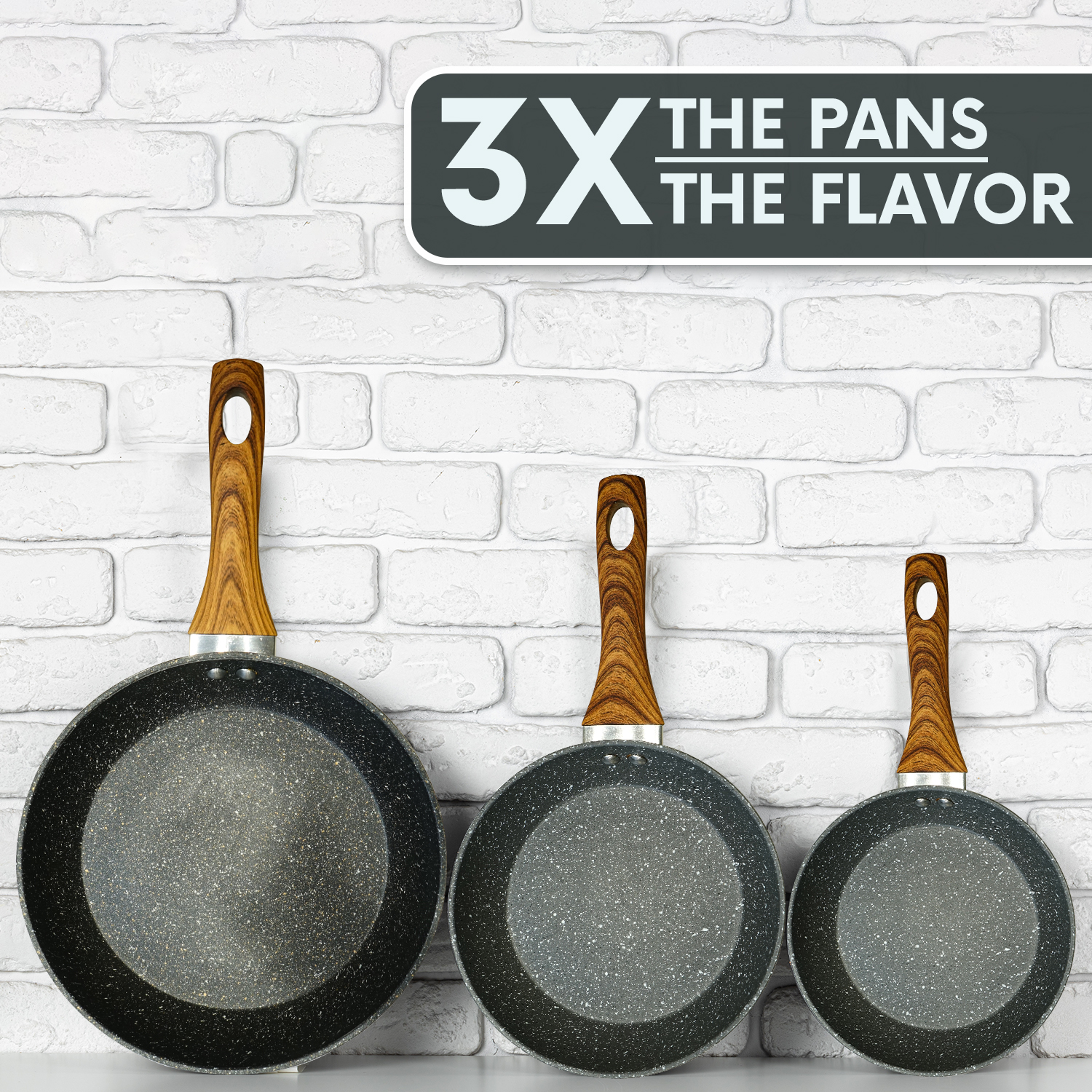 AEX Non-stick Copper Frying Pan with Wooden Handles