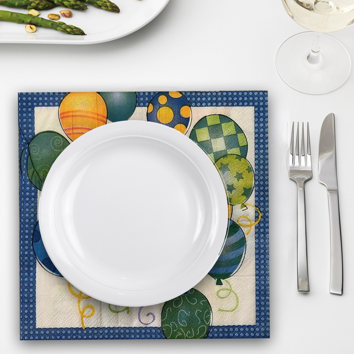 Blue Party Napkins – 10x 2-Ply 1st Birthday Paper Serviettes