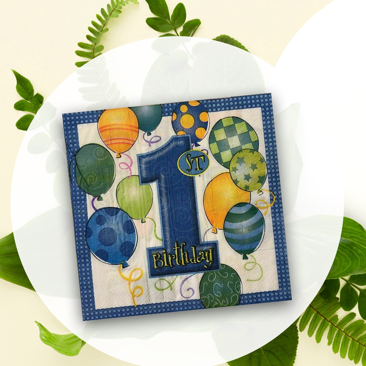 Blue Party Napkins – 10x 2-Ply 1st Birthday Paper Serviettes