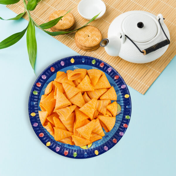 AEX Blue Balloon Happy Birthday Cake Paper Plates