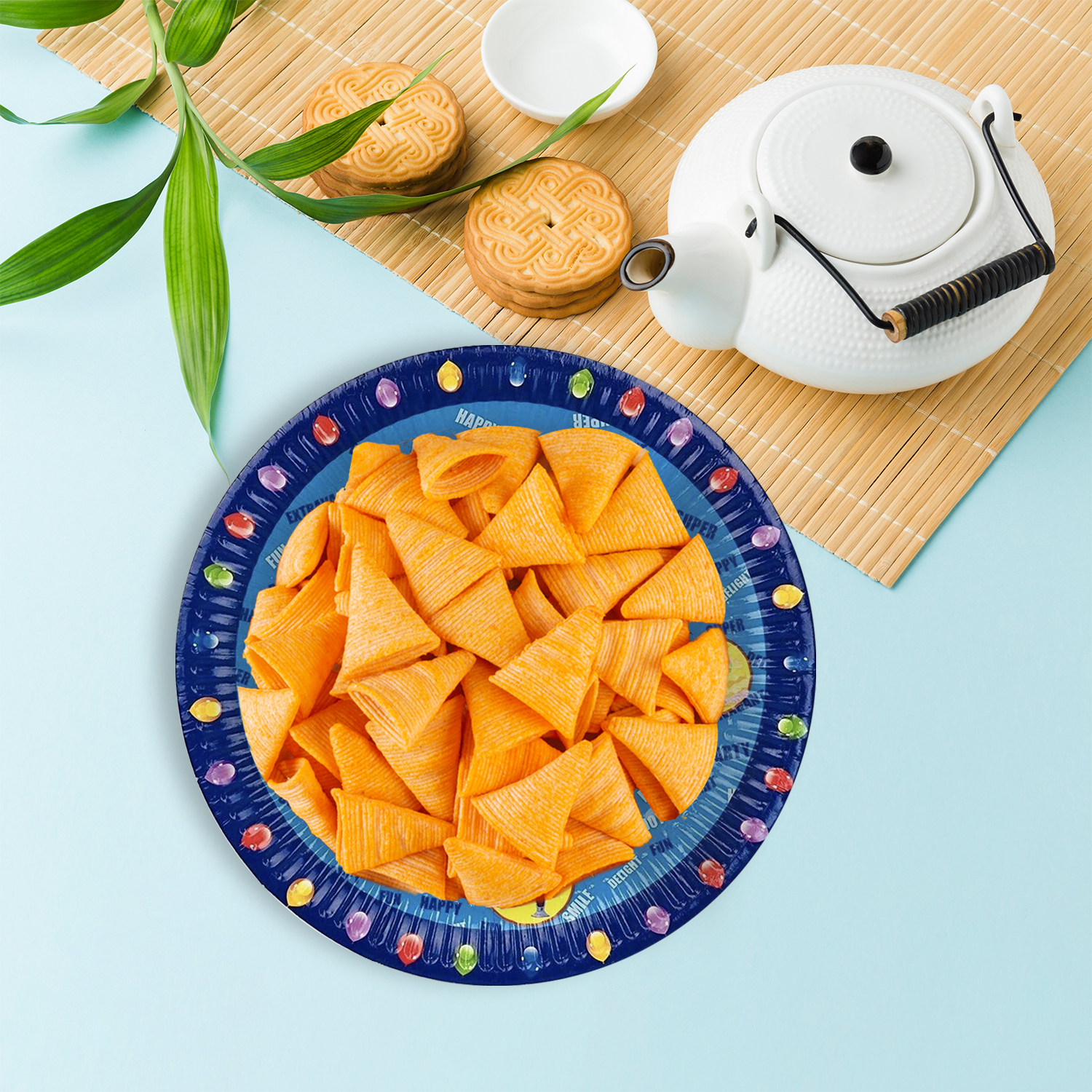 AEX Blue Balloon Happy Birthday Cake Paper Plates