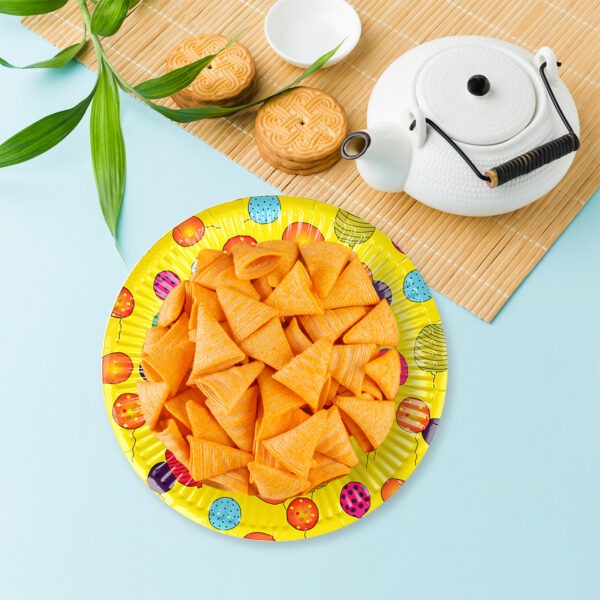 Yellow Paper Plates – 23cm Happy Birthday Balloons Disposable Plate