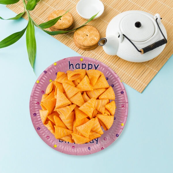Paper Plates Pink – 23cm Happy Birthday Cupcake Disposable Plates