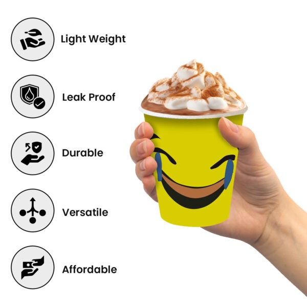Laughing Emoji Cup – Yellow Disposable Paper Cups for Parties
