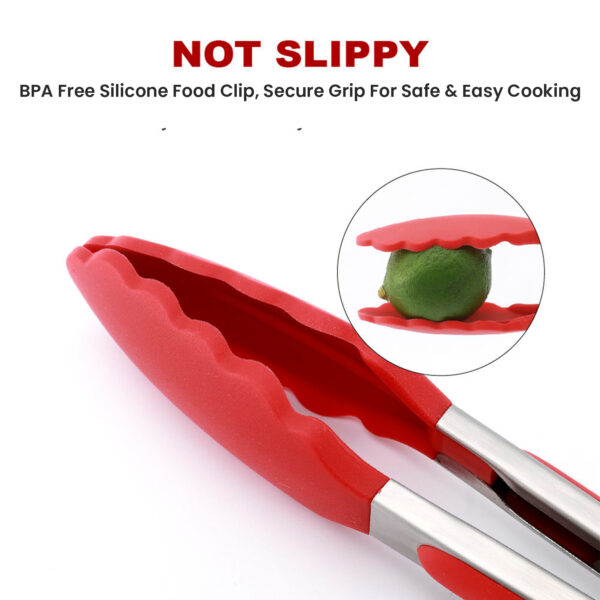 Red 9-Inch Kitchen Tongs – Silicone Tips, Heat Resistant & Ergonomic