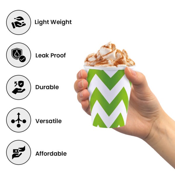 Green Paper Cups – 30 Pack 7oz Zigzag Disposable Cups