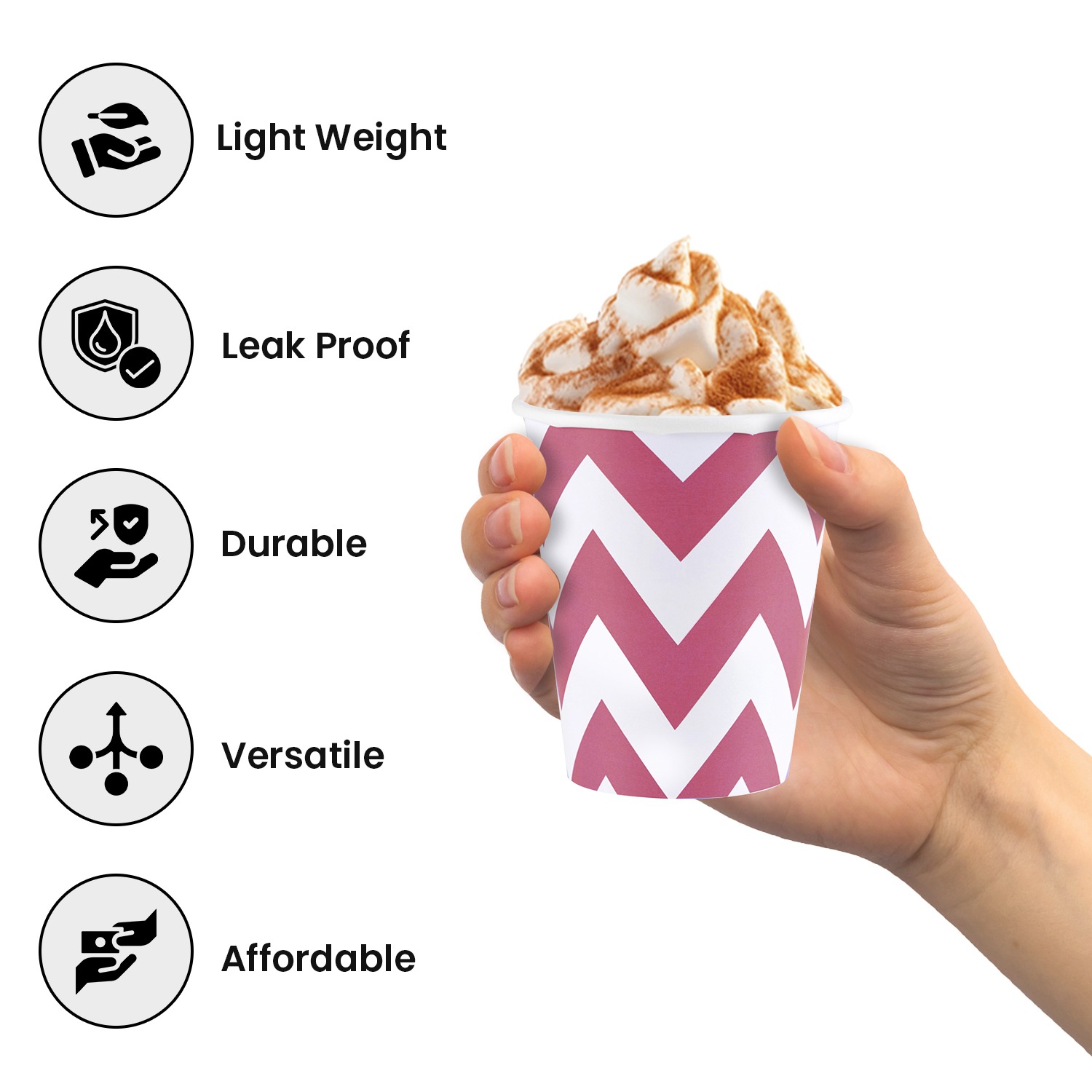 Pink Cups – 30 Pack 7oz Zigzag Paper Party Cups