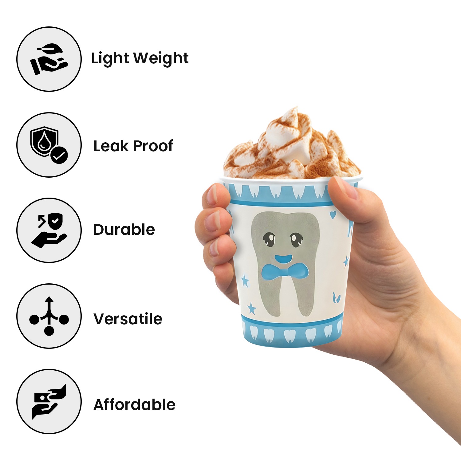 Blue Paper Cups – 30 Pack Baby Tooth 7oz Party Cups