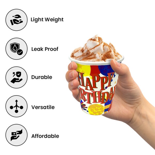 Birthday Cups – 30 Pack White Happy Birthday Paper Cups