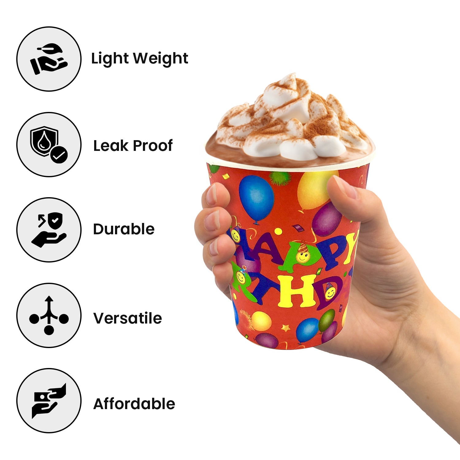 Disposable Birthday Cups – 7oz Red Balloon Party Paper Cups