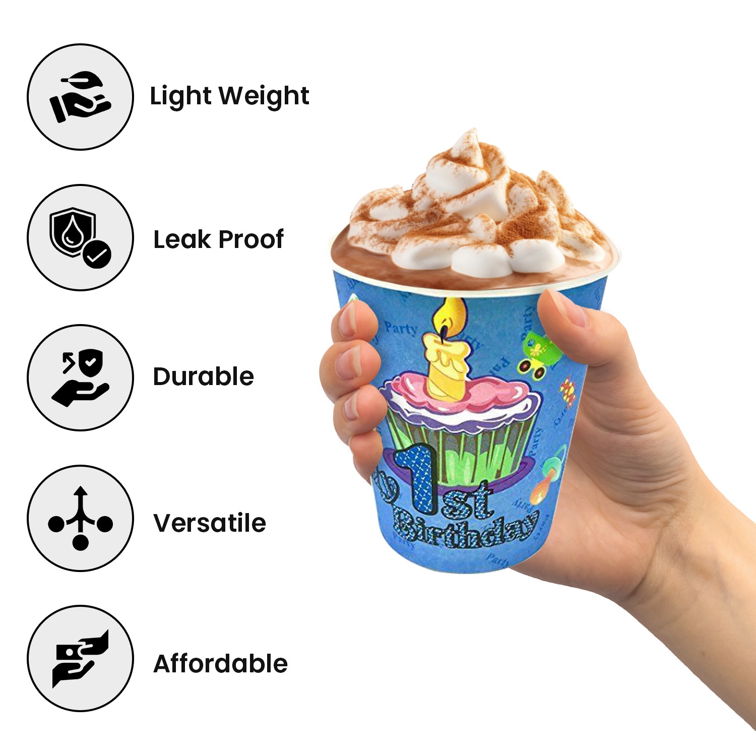 Blue Party Cups – 30X 7oz My First Birthday Paper Cups