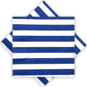 20X Stripes Blue Paper Napkins 2 Ply Disposable Party Serviettes