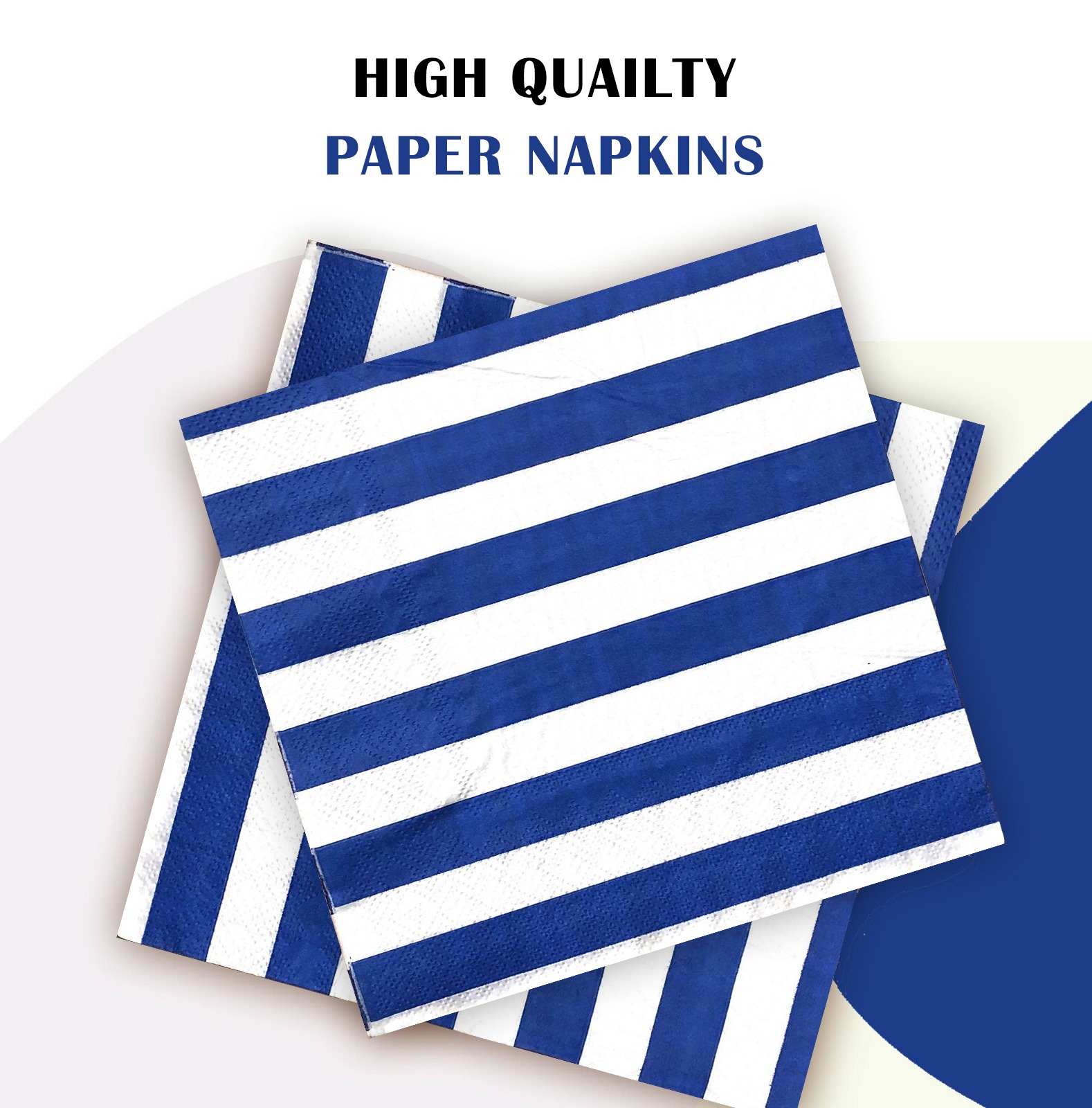 20X Stripes Blue Paper Napkins 2 Ply Disposable Party Serviettes