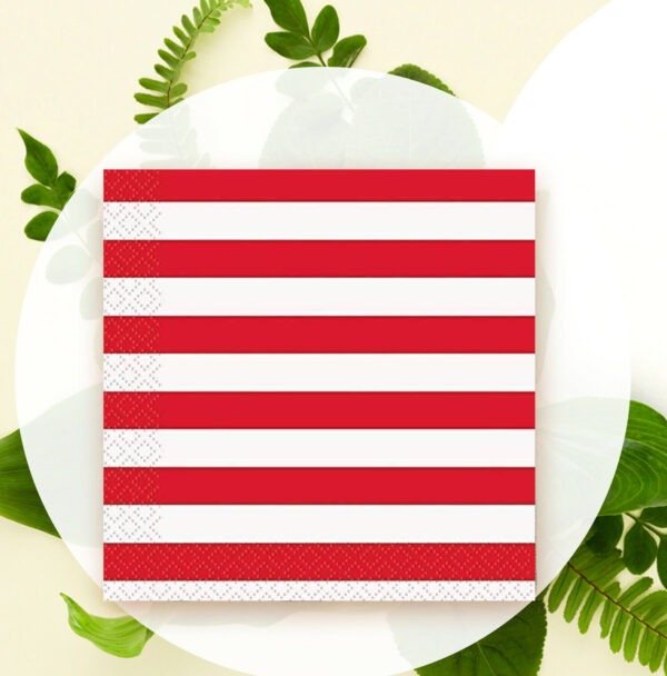 20X Stripes Red Paper Napkins 2 Ply Disposable Party Serviettes