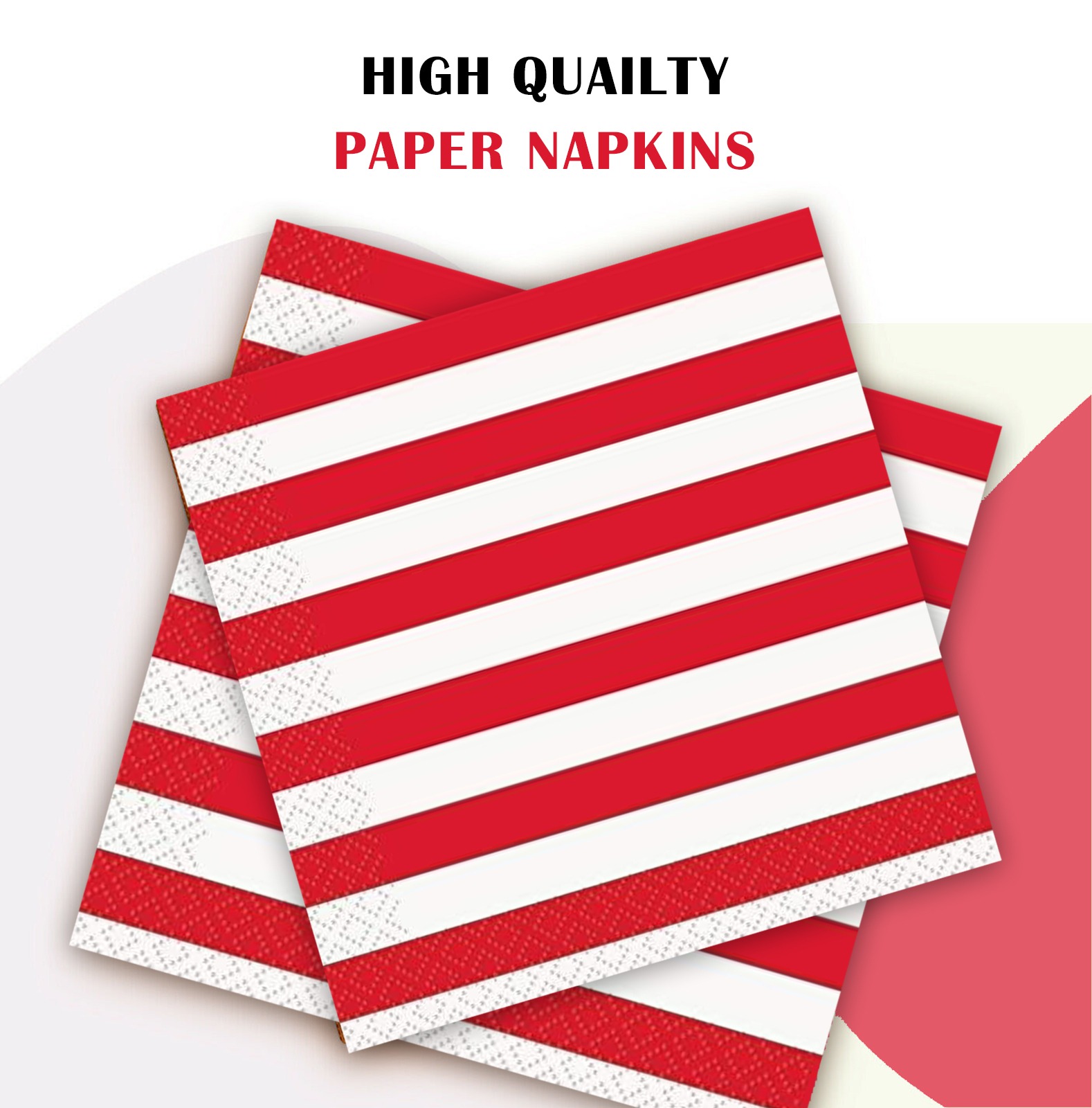 20X Stripes Red Paper Napkins 2 Ply Disposable Party Serviettes
