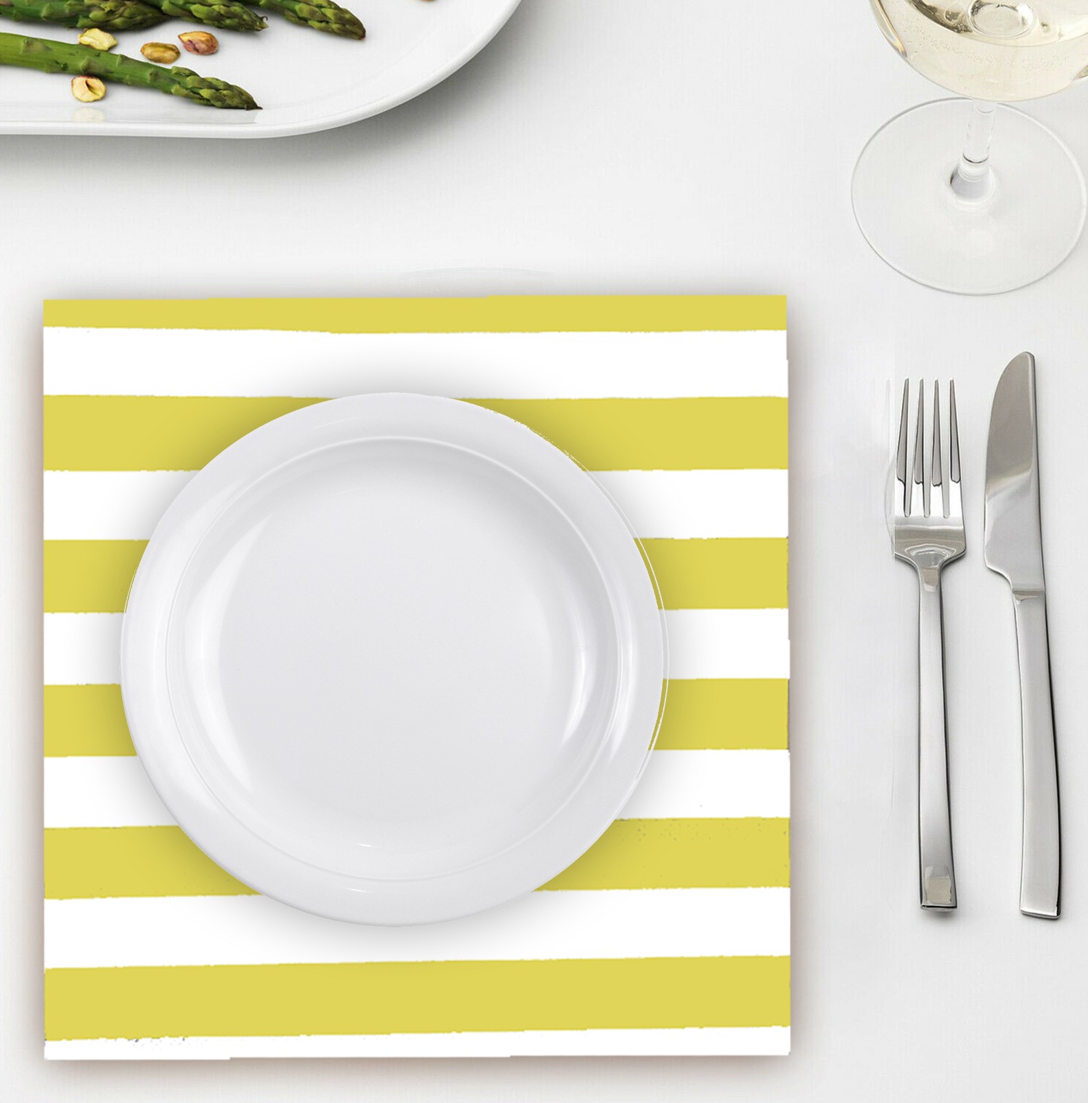 20X Blue Paper Napkins 2 Ply Disposable Stripes for Parties