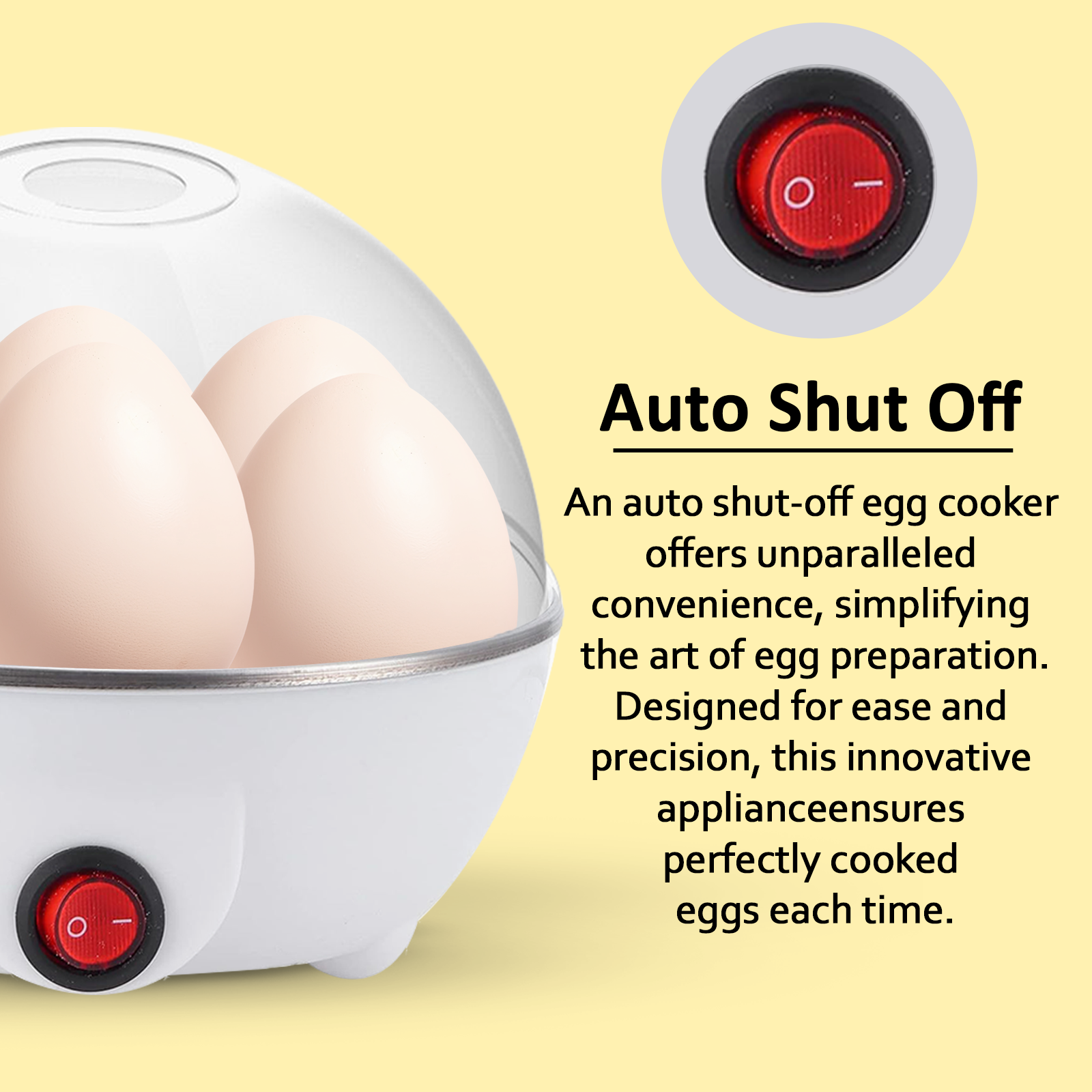 Electric Egg Boiler – 7 Egg Cooker with Auto Shut-Off & Steamer Lid