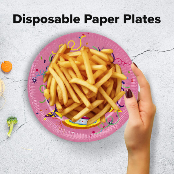 Pink Happy Birthday Cake Paper Plates – 7 Inch Disposable Set