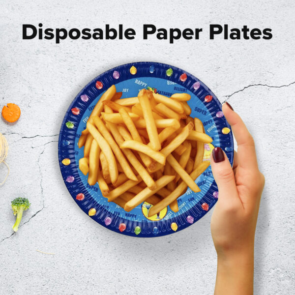 AEX Blue Balloon Happy Birthday Cake Paper Plates