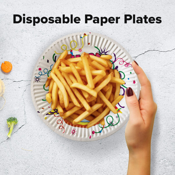 AEX White Happy Birthday Cake Paper Plates