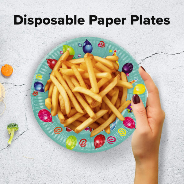 Green Happy Birthday Cake Paper Plates – 23cm Disposable Partyware